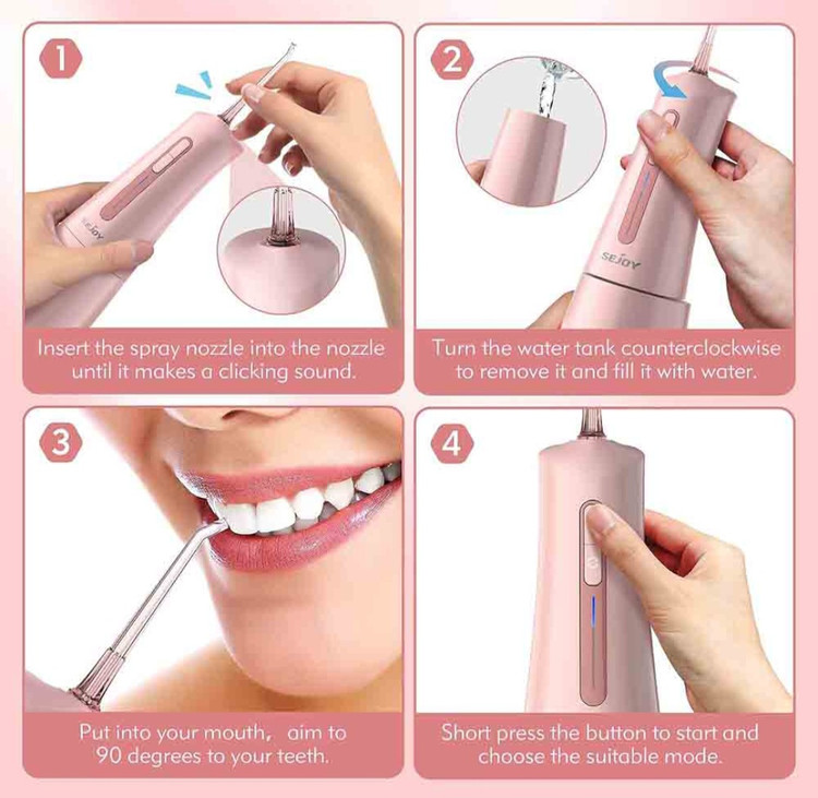 واتر جت دندان Sejoy Water Flosser مخزن 300 میلی لیتر ضد آب IPX7