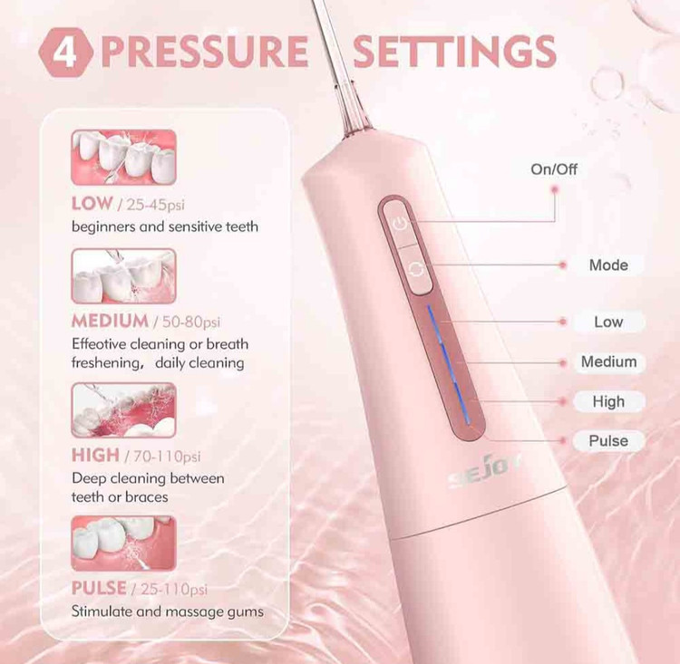 واتر جت دندان Sejoy Water Flosser مخزن 300 میلی لیتر ضد آب IPX7